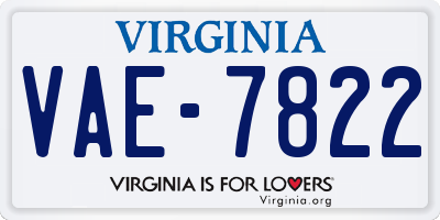 VA license plate VAE7822