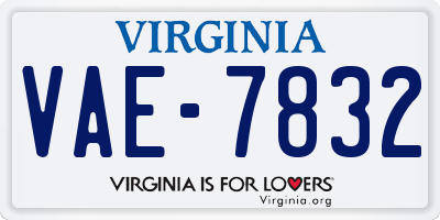 VA license plate VAE7832