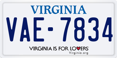 VA license plate VAE7834