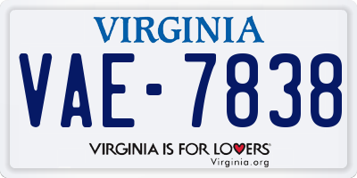 VA license plate VAE7838