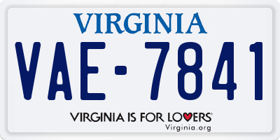 VA license plate VAE7841
