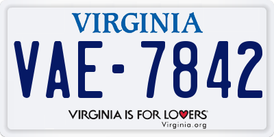 VA license plate VAE7842