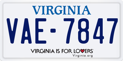 VA license plate VAE7847