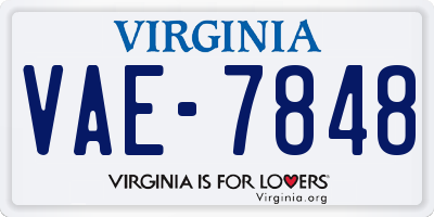 VA license plate VAE7848