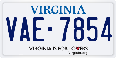 VA license plate VAE7854