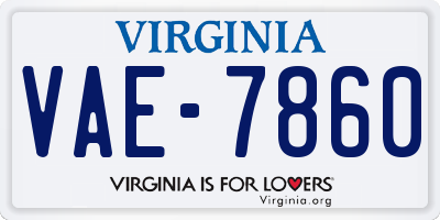 VA license plate VAE7860