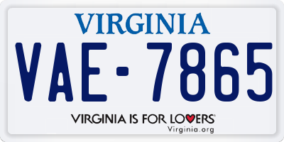 VA license plate VAE7865