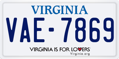 VA license plate VAE7869