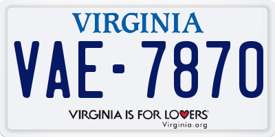 VA license plate VAE7870