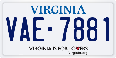 VA license plate VAE7881