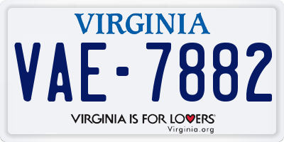VA license plate VAE7882