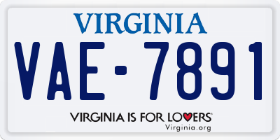 VA license plate VAE7891