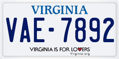 VA license plate VAE7892