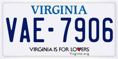 VA license plate VAE7906