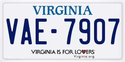 VA license plate VAE7907