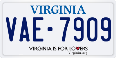 VA license plate VAE7909