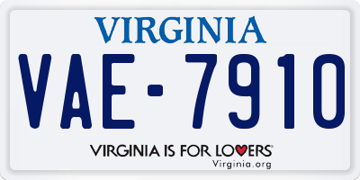 VA license plate VAE7910