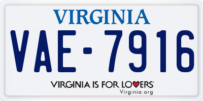 VA license plate VAE7916