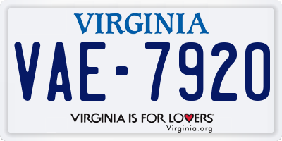 VA license plate VAE7920