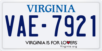 VA license plate VAE7921