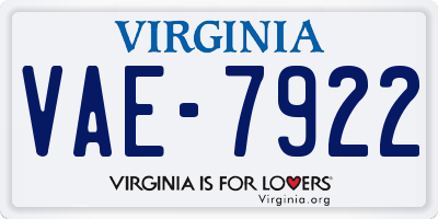 VA license plate VAE7922