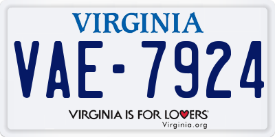 VA license plate VAE7924