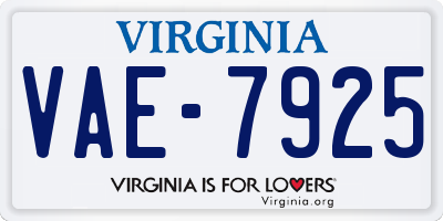 VA license plate VAE7925
