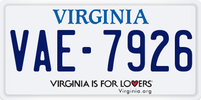 VA license plate VAE7926