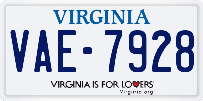 VA license plate VAE7928