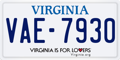 VA license plate VAE7930