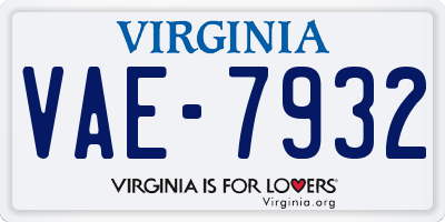VA license plate VAE7932