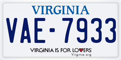 VA license plate VAE7933