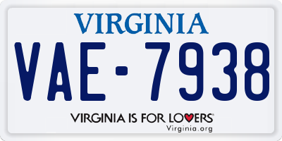 VA license plate VAE7938