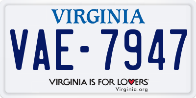 VA license plate VAE7947