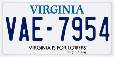 VA license plate VAE7954