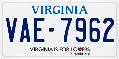 VA license plate VAE7962