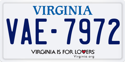 VA license plate VAE7972
