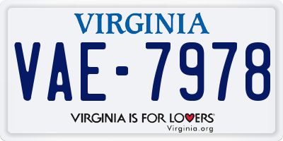 VA license plate VAE7978