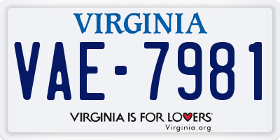 VA license plate VAE7981