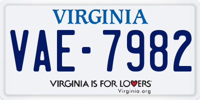 VA license plate VAE7982