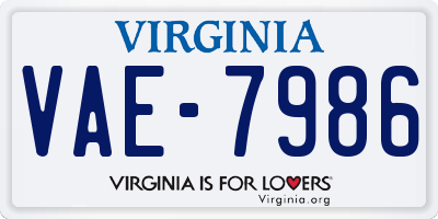 VA license plate VAE7986