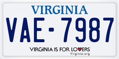 VA license plate VAE7987
