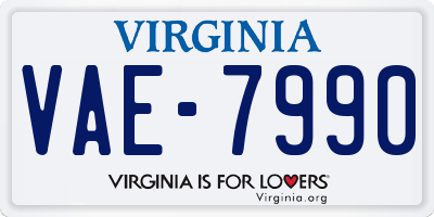 VA license plate VAE7990