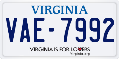 VA license plate VAE7992