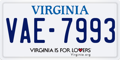 VA license plate VAE7993