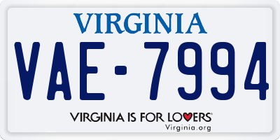 VA license plate VAE7994