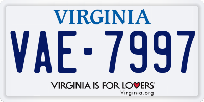 VA license plate VAE7997