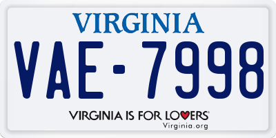 VA license plate VAE7998