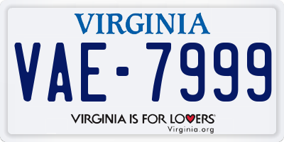 VA license plate VAE7999