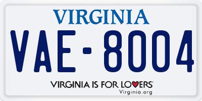 VA license plate VAE8004